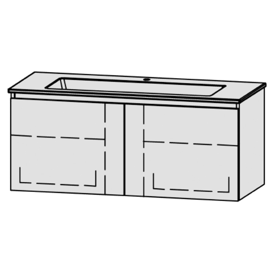 Combinaison de meuble Procasa Uno Easy Style
120 x 50 x 51 cm
lavabo céramique Procasa Uno 121/2021 
avec trop-plein et 1 trou de robinetterie
2&nbsp;éléments de tiroir, 1&nbsp;tiroir chacune
1&nbsp;tablette chacune réglable
avec fonction Blumotion
niche pour le siphon