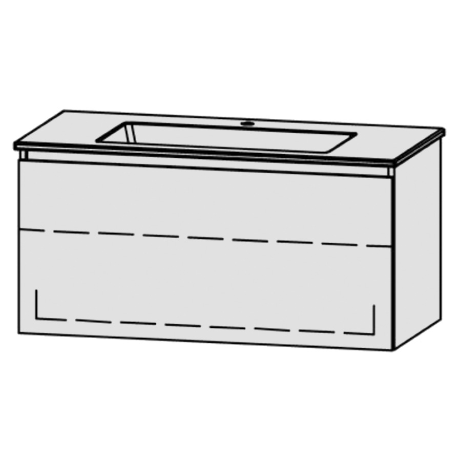 Möbelkombination Procasa Uno Easy Style 
105 x 50 x 51 cm
Waschtisch Keramik Procasa Uno 106/2021 
mit Überlauf und 1 Armaturenloch
Schubladenelement, 1 Schublade
1 Tablar verstellbar
mit Blumotion Funktion
ohne Sifonverkleidung