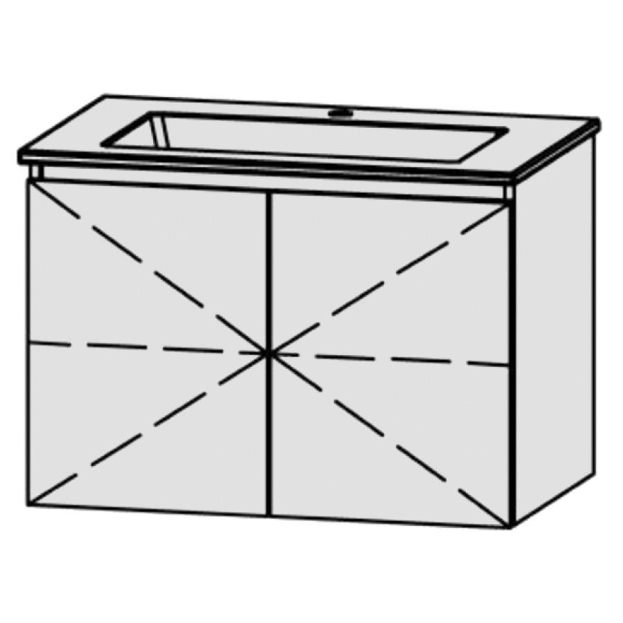 Möbelkombination Procasa Uno Style 
79.5 x 55 x 50.5 cm
Waschtisch Keramik Procasa Uno 81/2021 
mit Überlauf und 1 Armaturenloch
Tablarschrank, 2 Türen
1 Tablar verstellbar
mit Blumotion Funktion