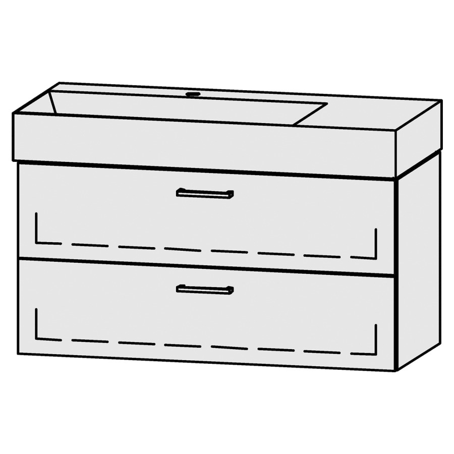 Lavabo-meuble
Vanity Seto 102
101 x 50 x 45,5 cm
élément avec 2 tiroirs
extrait complet avec Blumotion
sans cache-siphon
lavabo céramique Seto incl.,
sans trop-plein, lavabo à
gauche
largeur du lavabo 74 cm.
1 trou pour robinetterie
