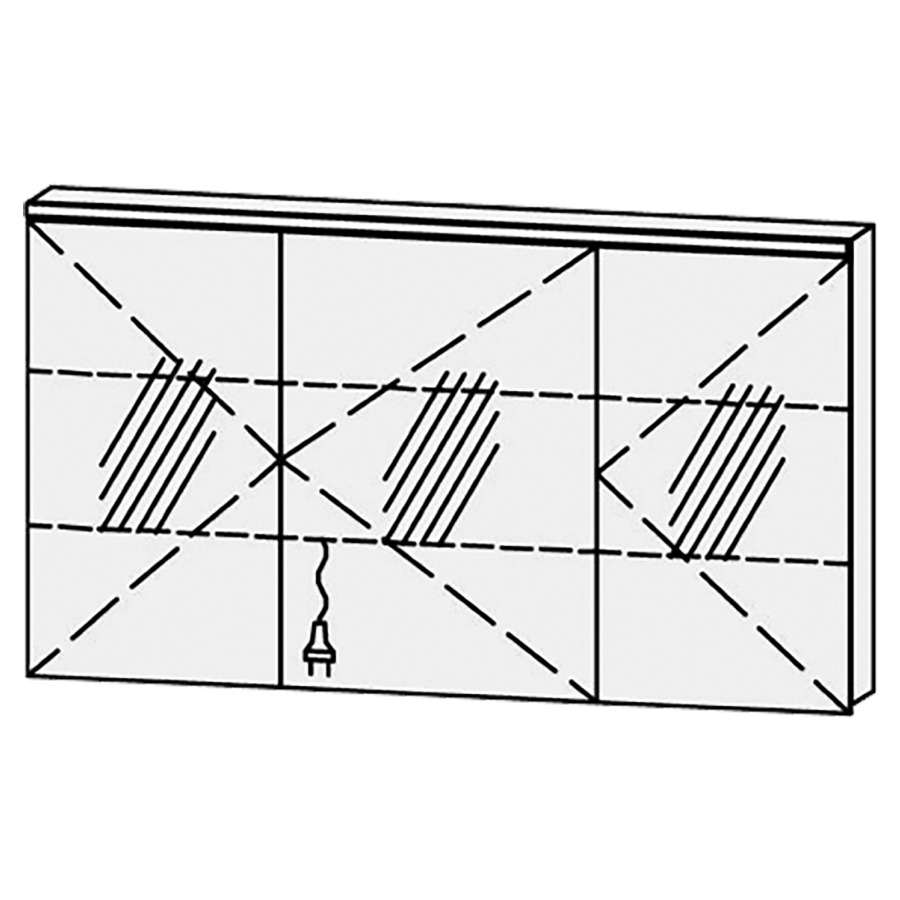 Armoire de toilette
Procasa Cinque 130 / IP24
130 x 71,9 x 14,1 cm
3 portes (40/50/40)
charnières à droite
portes avec Blumotion
4000°kelvin / 4095 lumen
prise double en bas inclu
2 rayons en verre régl. chacun