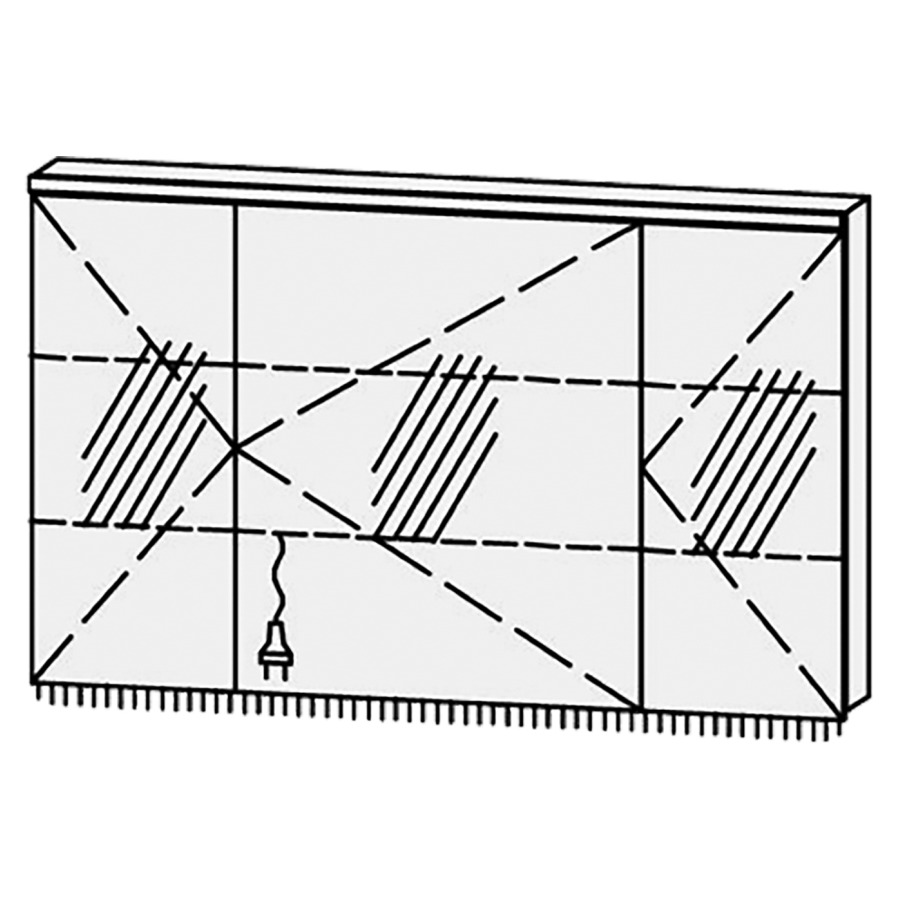 Armoire de toilette
Procasa Cinque 120 / IP24
120 x 71,9 x 14,1 cm
3 portes (30/60/30)
charnières à droite
portes avec Blumotion
4000°kelvin / 3767 lumen
prise double en bas inclu
2 rayons en verre régl. chacun
luminaire vers dessous inclu,
1980 lumen
