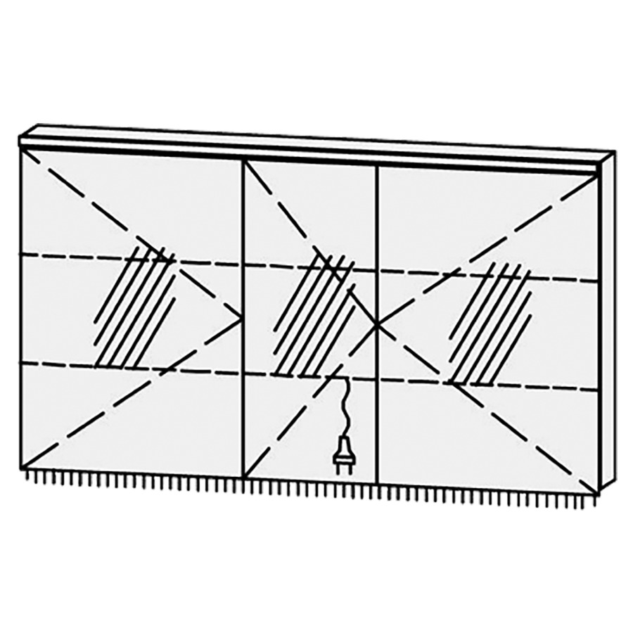 Armoire de toilette
Procasa Cinque 130 / IP24
130 x 71,9 x 14,1 cm
3 portes (50/30/50)
charnières à gauche
portes avec Blumotion
4000°kelvin / 4095 lumen
prise double en bas inclu
2 rayons en verre régl. chacun
luminaire vers dessous inclu,
2160 lumen