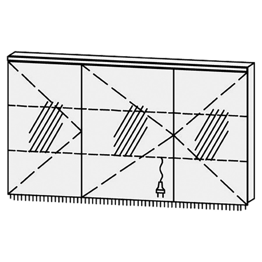 Armoire de toilette
Procasa Cinque 130 / IP24
130 x 71,9 x 14,1 cm
3 portes (40/50/40)
charnières à gauche
portes avec Blumotion
4000°kelvin / 4095 lumen
prise double en bas inclu
2 rayons en verre régl. chacun
luminaire vers dessous inclu,
2160 lumen