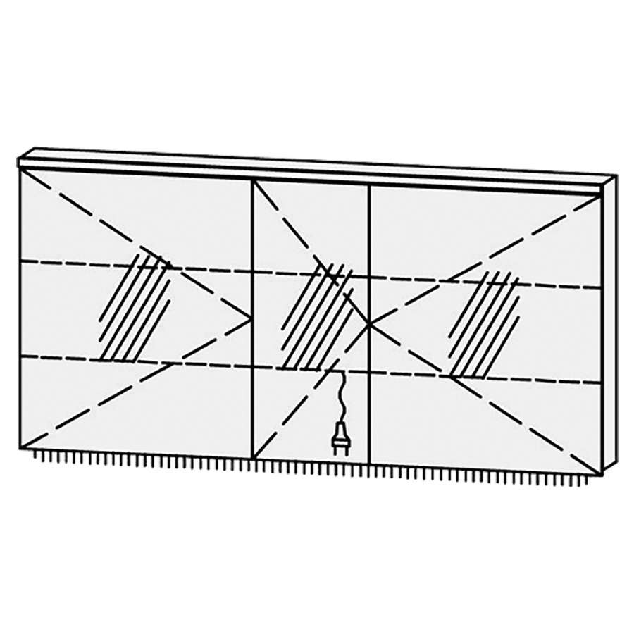 Armoire de toilette
Procasa Cinque 150 / IP24
150 x 71,9 x 14,1 cm
3 portes (60/30/60)
charnières à gauche
portes avec Blumotion
4000°kelvin / 4750 lumen
prise double en bas inclu
2 rayons en verre régl. chacun
luminaire vers dessous inclu,
2520 lumen