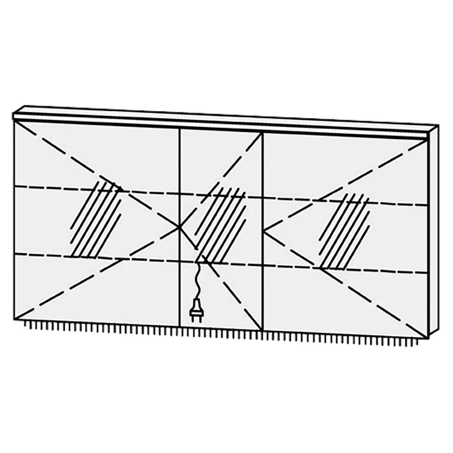 Armoire de toilette
Procasa Cinque 150 / IP24
150 x 71,9 x 14,1 cm
3 portes (60/30/60)
charnières à droite
portes avec Blumotion
4000°kelvin / 4750 lumen
prise double en bas inclu
2 rayons en verre régl. chacun
luminaire vers dessous inclu,
2520 lumen