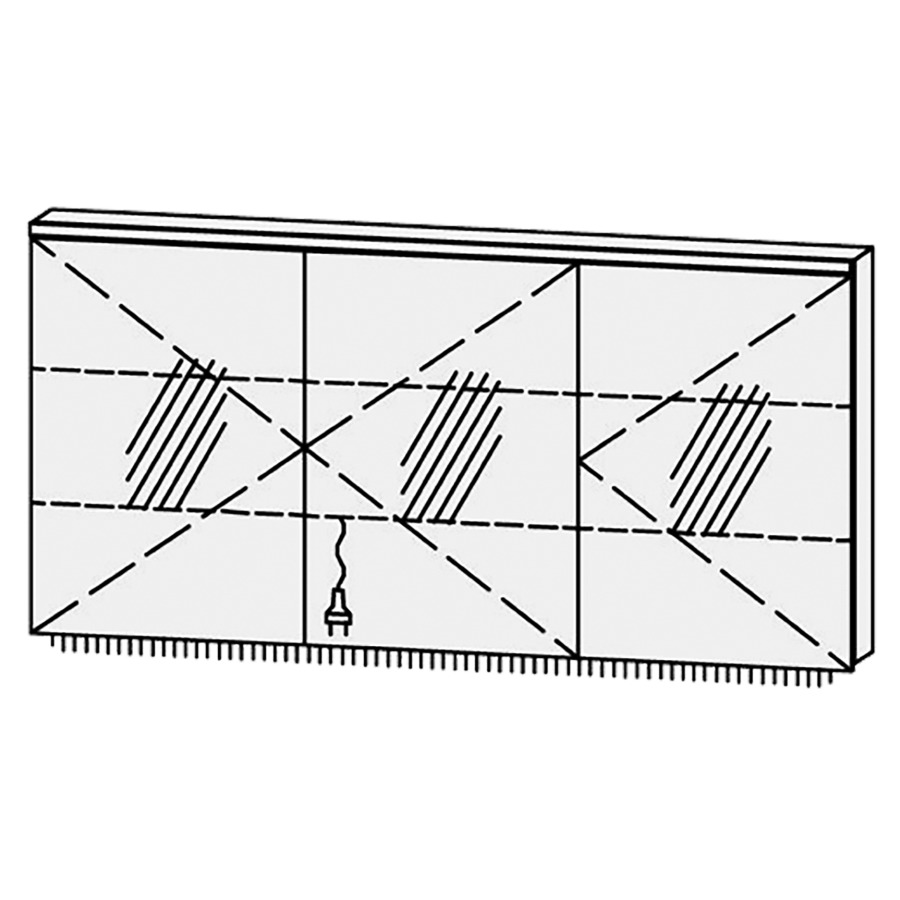 Armoire de toilette
Procasa Cinque 150 / IP24
150 x 71,9 x 14,1 cm
3 portes (50/50/50)
charnières à droite
portes avec Blumotion
4000°kelvin / 4750 lumen
prise double en bas inclu
2 rayons en verre régl. chacun
luminaire vers dessous inclu,
2520 lumen