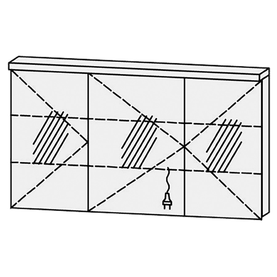 Armoire de toilette Vanity Line
130 x 73.5 x 14.1 cm
3&nbsp;portes à double miroir (40/50/40)
charnière à gauche, avec Blumotion
éclairage LED 
4000 Kelvin, 2268 Lumen
2 rayons en verre régl. chacun
1 prise double en bas
Classe d’énergie E, IP24