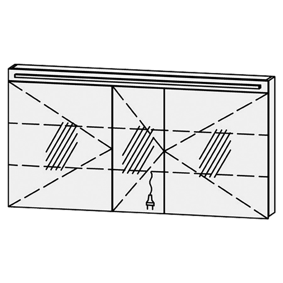 Armoire de toilette Vanity-Pasofino 
150 x 76.7 x 14.1 cm
3&nbsp;portes à double miroir (60/30/60)
charnière à gauche, avec Blumotion
1 éclairage LED Pasofino, longueur 141 cm
système luminaire Sento Basic 2
couleur de la lumière réglable
2700-6500 Kelvin, dimmable/2520 Lumen
bandeau miroité
2 rayons en verre régl. chacun
1 prise simple/2 ports USB-C en bas 
(Non réglable par bouton-
poussoir ou système-bus), IP24