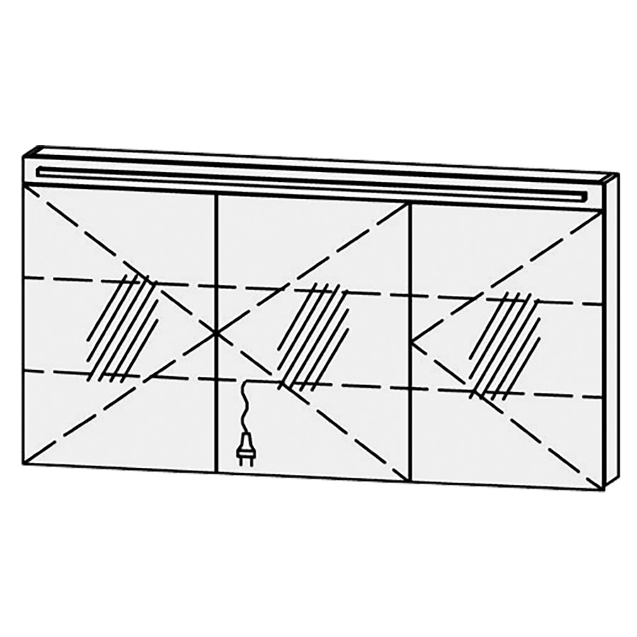 Armoire de toilette Vanity-Pasofino 
150 x 76.7 x 14.1 cm
3&nbsp;portes à double miroir (50/50/50)
charnière à droite, avec Blumotion
1 éclairage LED Pasofino, longueur 141 cm
système luminaire Sento Basic 2
couleur de la lumière réglable
2700-6500 Kelvin, dimmable/2520 Lumen
bandeau miroité
2 rayons en verre régl. chacun
1 prise simple/2 ports USB-C en bas 
(Non réglable par bouton-
poussoir ou système-bus), IP24