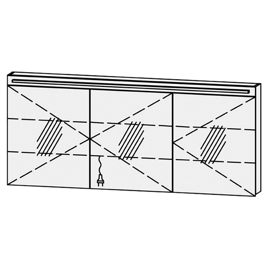 Armoire de toilette Vanity-Pasofino 
180 x 76.7 x 14.1 cm
3&nbsp;portes à double miroir (60/60/60)
charnière à droite, avec Blumotion
1 éclairage LED Pasofino, longueur 171 cm
système luminaire Sento Basic 2
couleur de la lumière réglable
2700-6500 Kelvin, dimmable/3060 Lumen
bandeau miroité
2 rayons en verre régl. chacun
1 prise simple/2 ports USB-C en bas 
(Non réglable par bouton-
poussoir ou système-bus), IP24