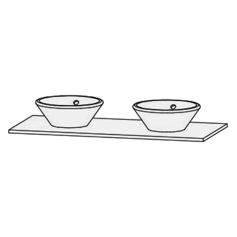 Table de lavabo Vanity Bocco 
120 x 2 x 55.5 cm
pour 2 lavabos à poser
sans consoles