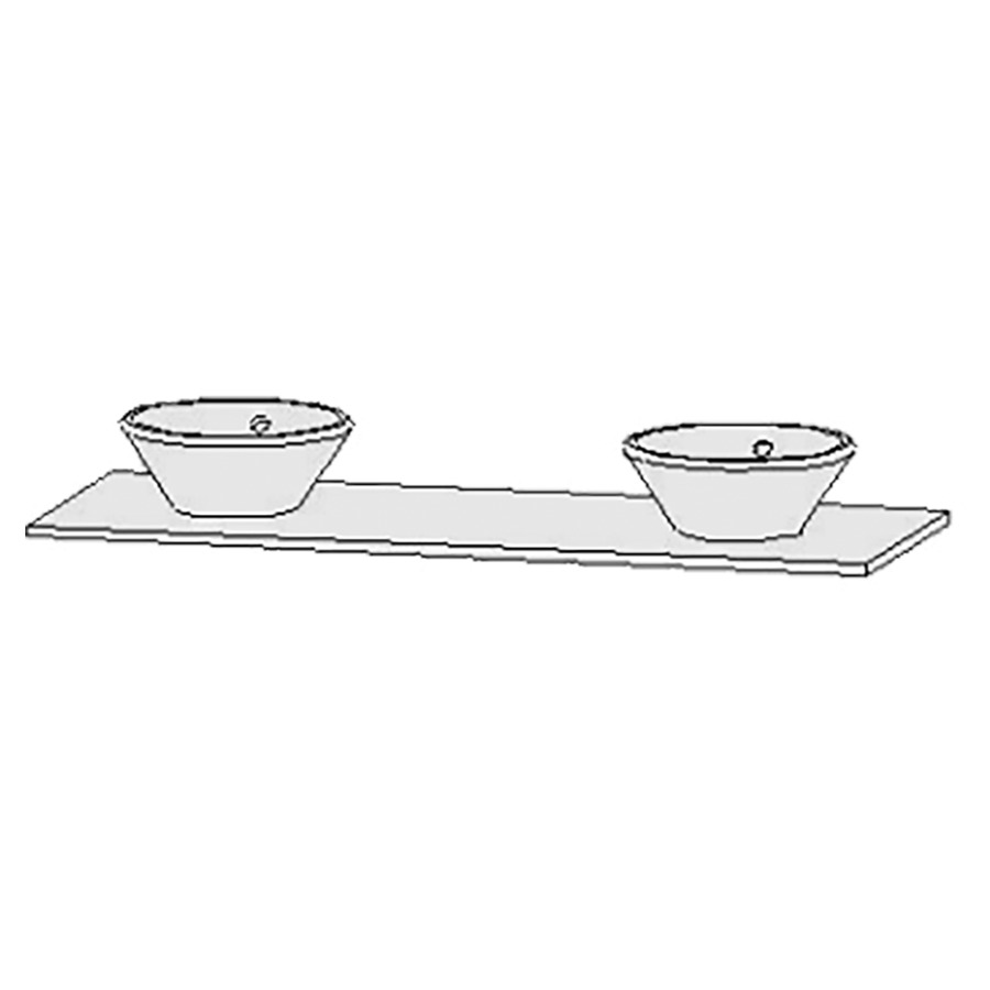 Table de lavabo Vanity Bocco 
150 x 2 x 55.5 cm
pour 2 lavabos à poser
sans consoles
