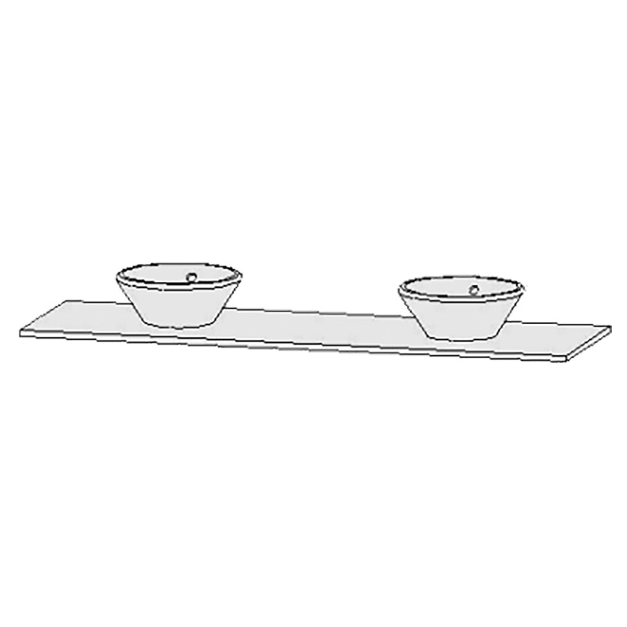 Table de lavabo Vanity Bocco 
180 x 2 x 55.5 cm
pour 2 lavabos à poser
sans consoles