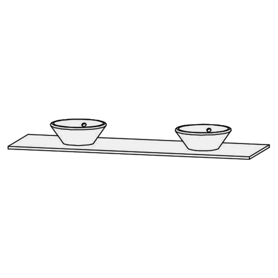Table de lavabo Vanity Bocco 
200 x 2 x 55.5 cm
pour 2 lavabos à poser
sans consoles