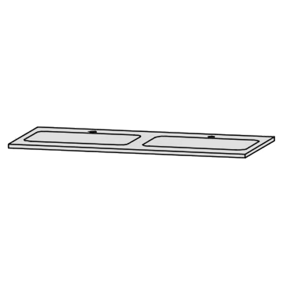 Waschtischabdeckung Vanity Bocco 
120 x 2 x 55.5 cm
für 2 Einbauwaschtische
Einbau von unten
ohne Konsolen