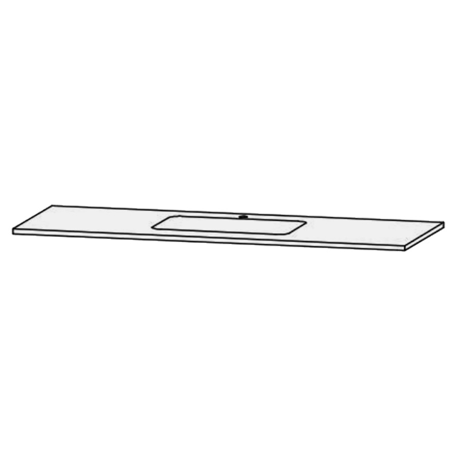 Waschtischabdeckung Vanity Bocco 
150 x 2 x 55.5 cm
für 1 Einbauwaschtisch
Einbau von unten, ohne Konsolen