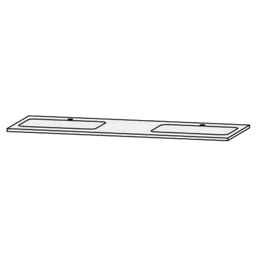 Waschtischabdeckung Vanity Bocco 
150 x 2 x 55.5 cm
für 2 Einbauwaschtische
Einbau von unten
ohne Konsolen