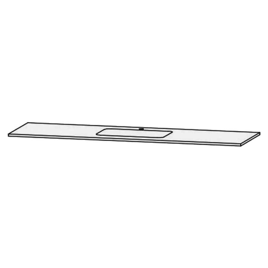Waschtischabdeckung Vanity Bocco 
180 x 2 x 55.5 cm
für 1 Einbauwaschtisch
Einbau von unten, ohne Konsolen