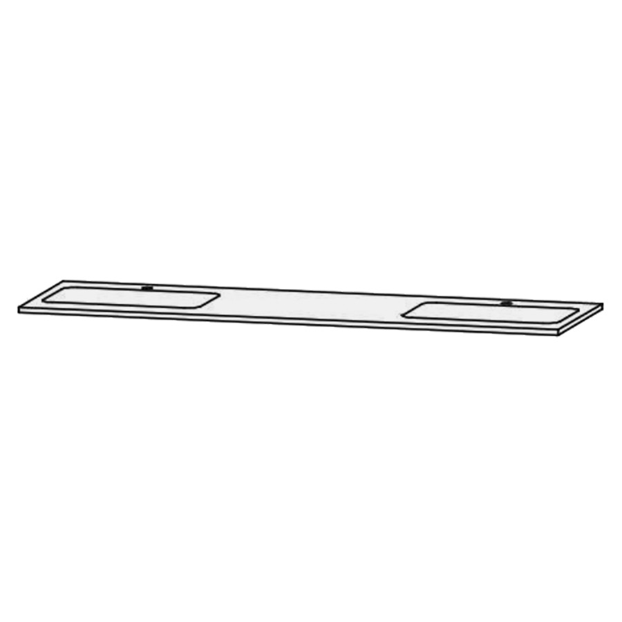 Waschtischabdeckung Vanity Bocco 
180 x 2 x 55.5 cm
für 2 Einbauwaschtische
Einbau von unten
ohne Konsolen
