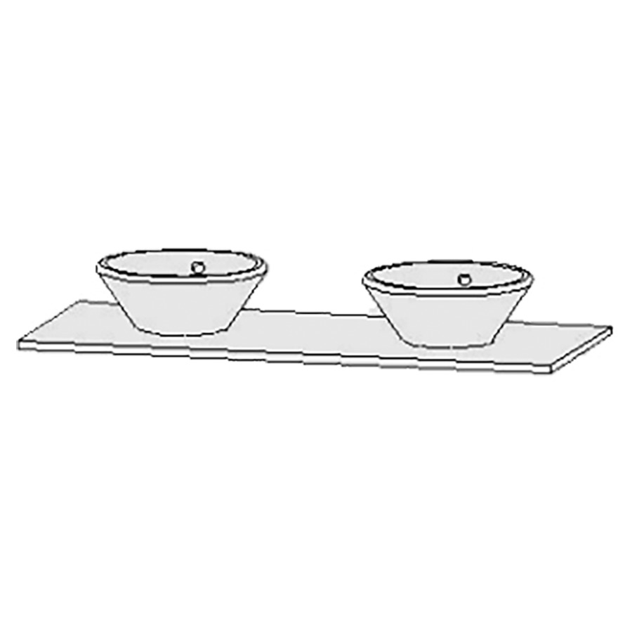 Table de lavabo Vanity Bocco 
130 x 2 x 55.5 cm
pour 2 lavabos à poser
sans consoles