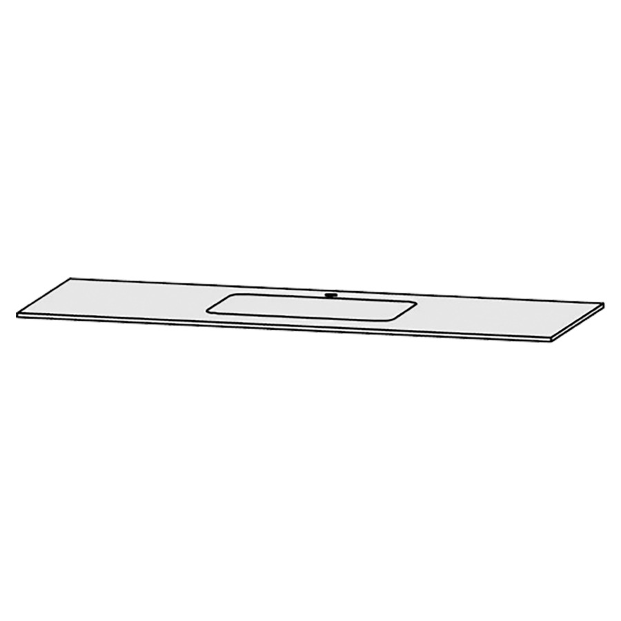 Table de lavabo Vanity Bocco 
150 x 1.2 x 55.5 cm
pour 1 lavabo à encastrer
encastrement par dessous
sans consoles