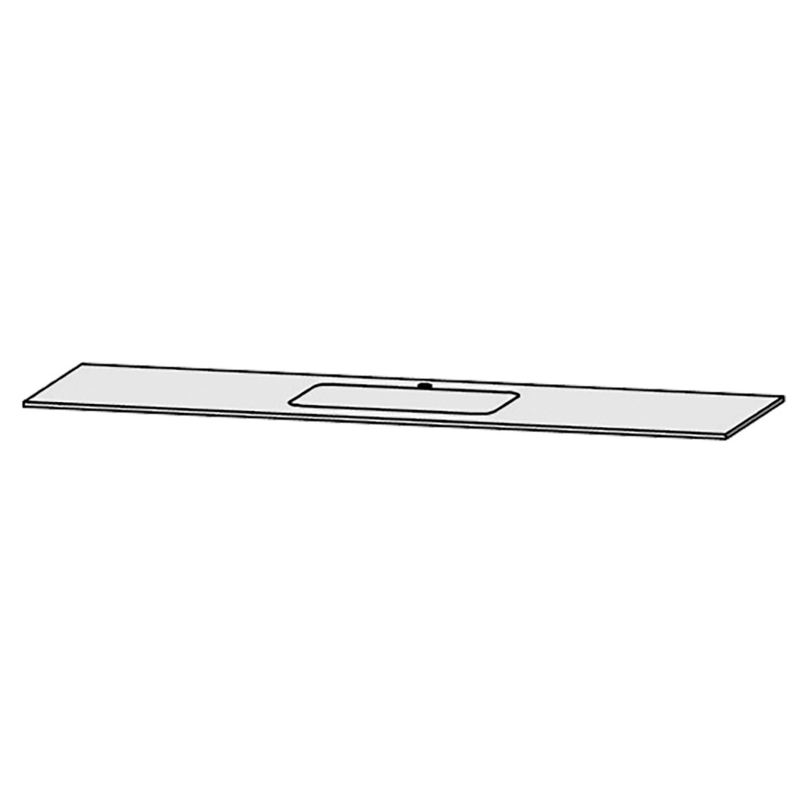 Table de lavabo Vanity Bocco 
180 x 1.2 x 55.5 cm
pour 1 lavabo à encastrer
encastrement par dessous
sans consoles