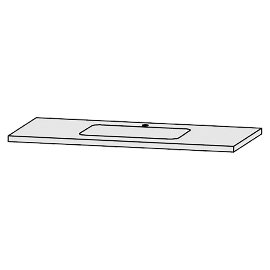 Waschtischabdeckung Vanity Bocco 
120 x 3 x 55.5 cm
für 1 Einbauwaschtisch
Einbau von unten, ohne Konsolen