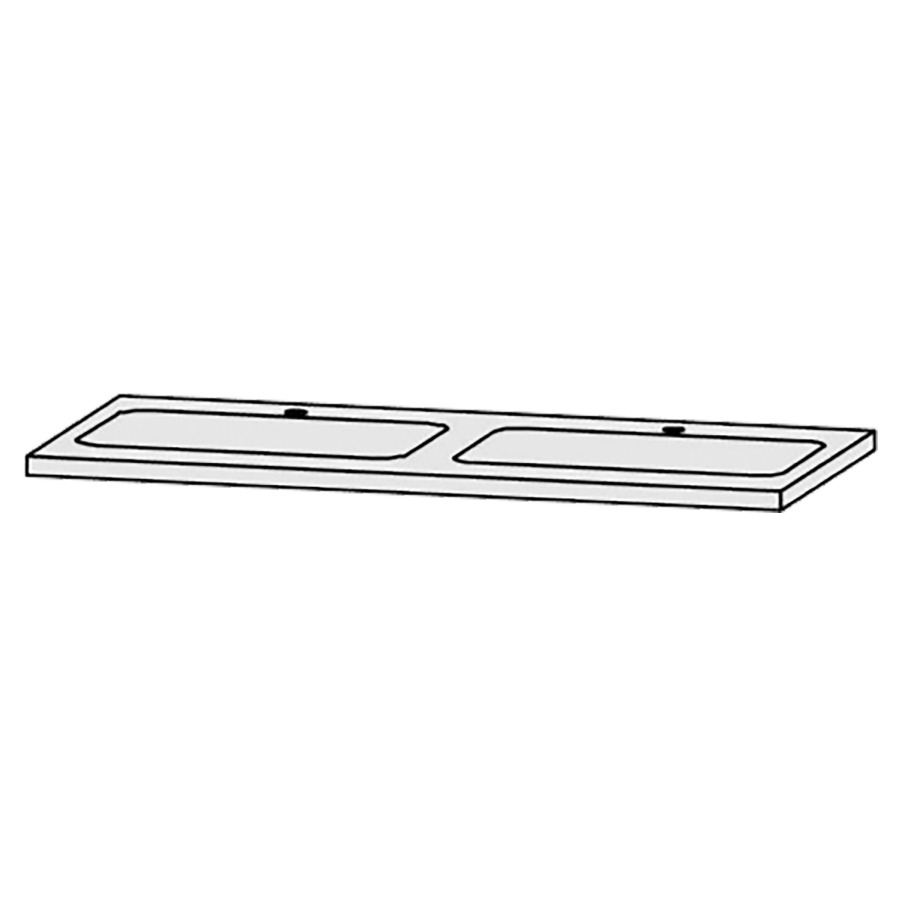 Waschtischabdeckung Vanity Bocco 
120 x 3 x 55.5 cm
für 2 Einbauwaschtische
Einbau von unten
ohne Konsolen