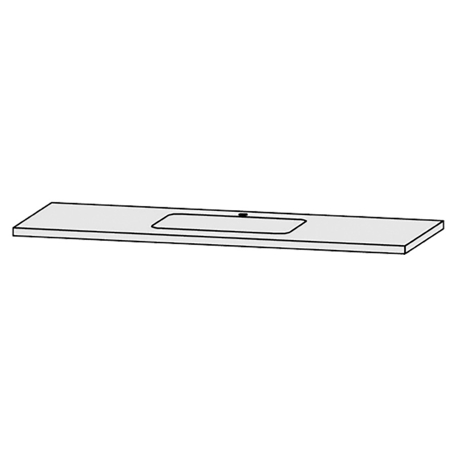 Waschtischabdeckung Vanity Bocco 
150 x 3 x 55.5 cm
für 1 Einbauwaschtisch
Einbau von unten, ohne Konsolen