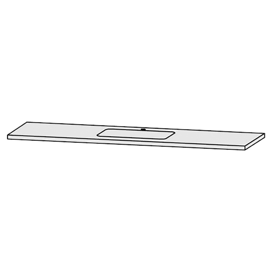 Waschtischabdeckung Vanity Bocco 
180 x 3 x 55.5 cm
für 1 Einbauwaschtisch
Einbau von unten, ohne Konsolen