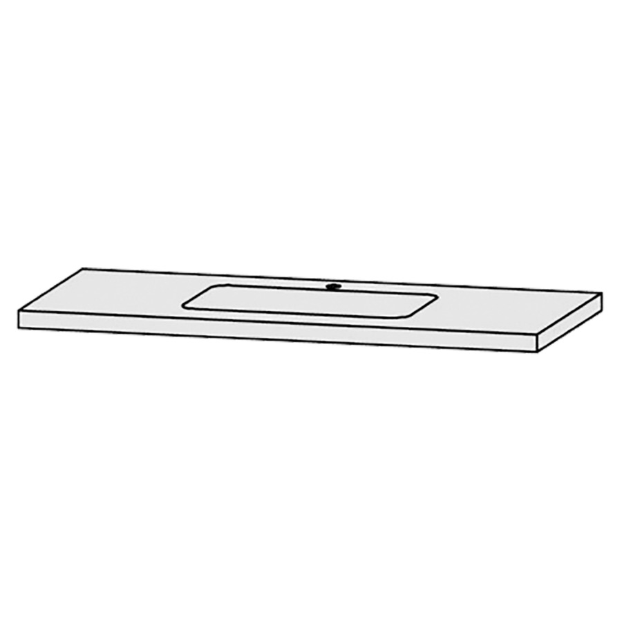 Waschtischabdeckung Vanity Bocco 
120 x 4 x 55.5 cm
für 1 Einbauwaschtisch
Einbau von unten, ohne Konsolen