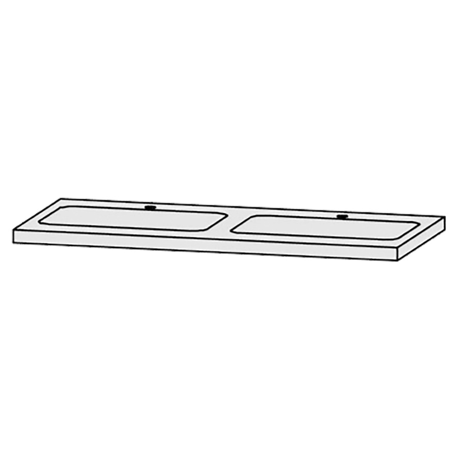 Waschtischabdeckung Vanity Bocco 
120 x 4 x 55.5 cm
für 2 Einbauwaschtische
Einbau von unten
ohne Konsolen