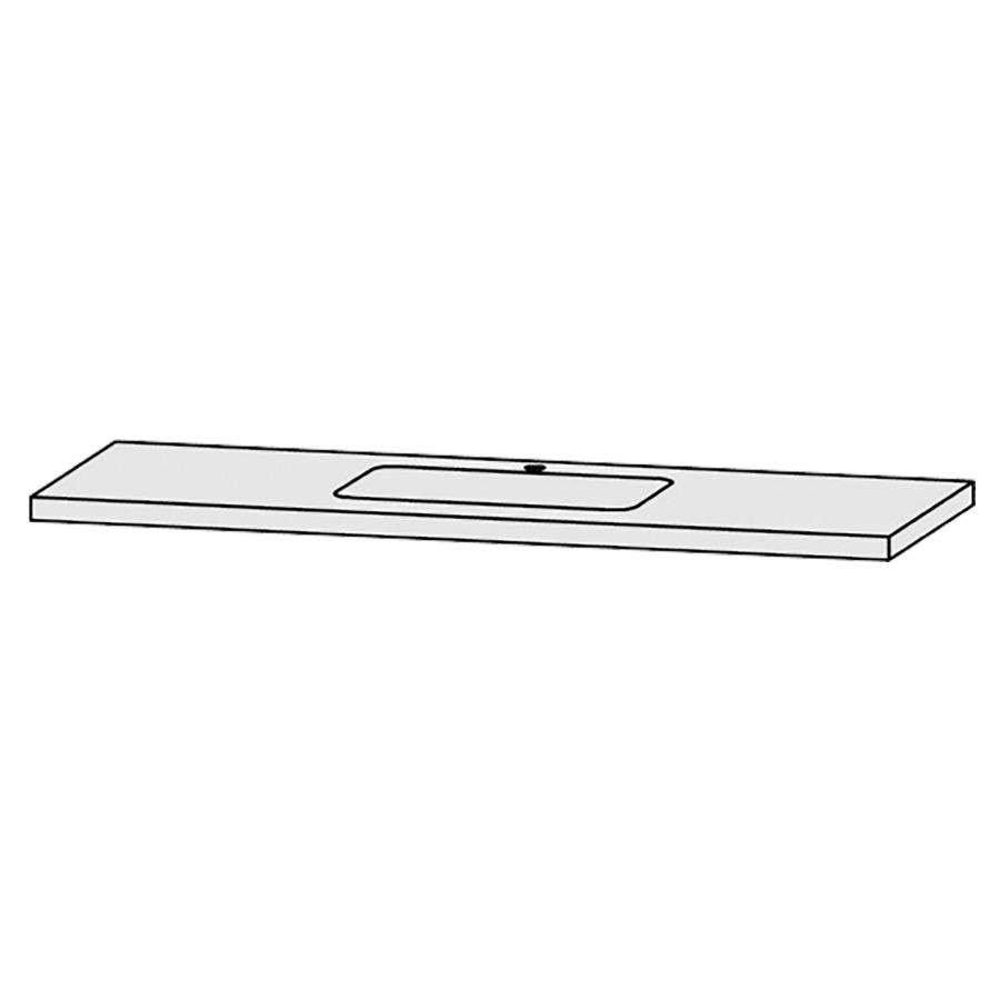 Waschtischabdeckung Vanity Bocco 
150 x 4 x 55.5 cm
für 1 Einbauwaschtisch
Einbau von unten, ohne Konsolen