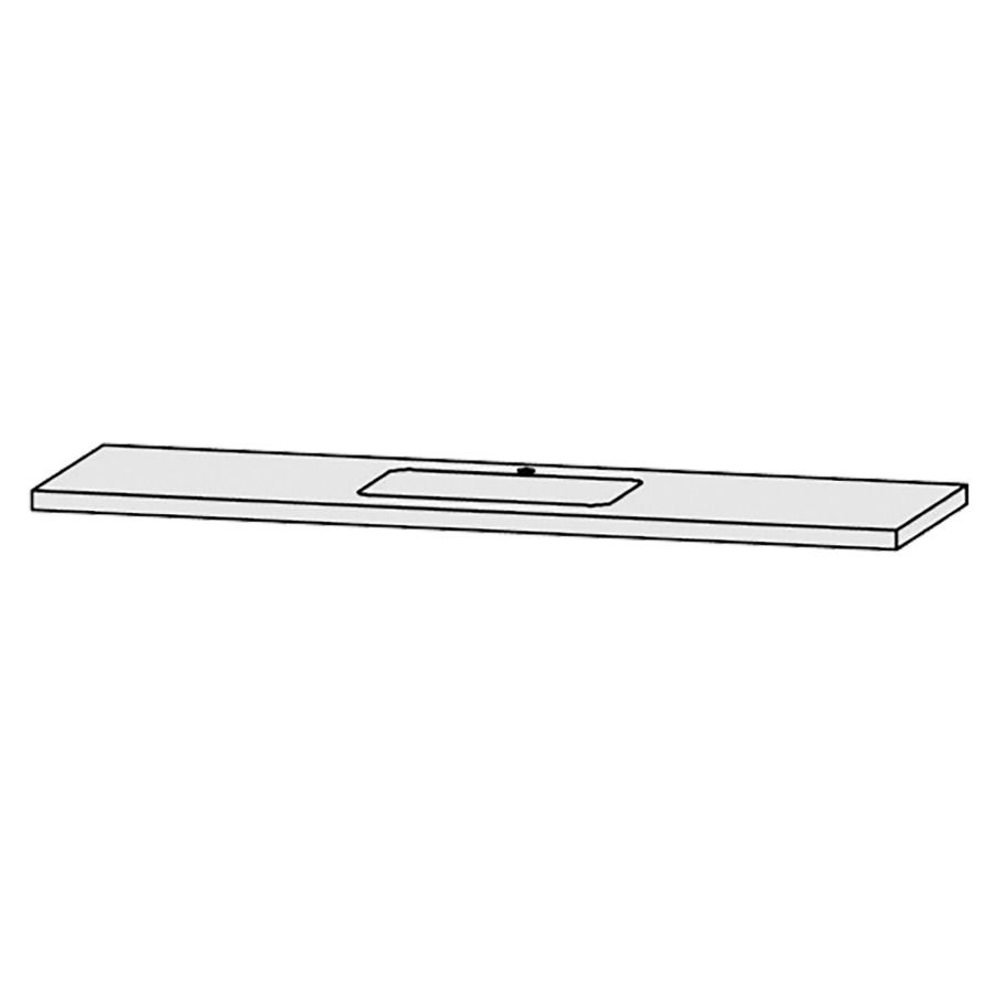 Waschtischabdeckung Vanity Bocco 
180 x 4 x 55.5 cm
für 1 Einbauwaschtisch
Einbau von unten, ohne Konsolen