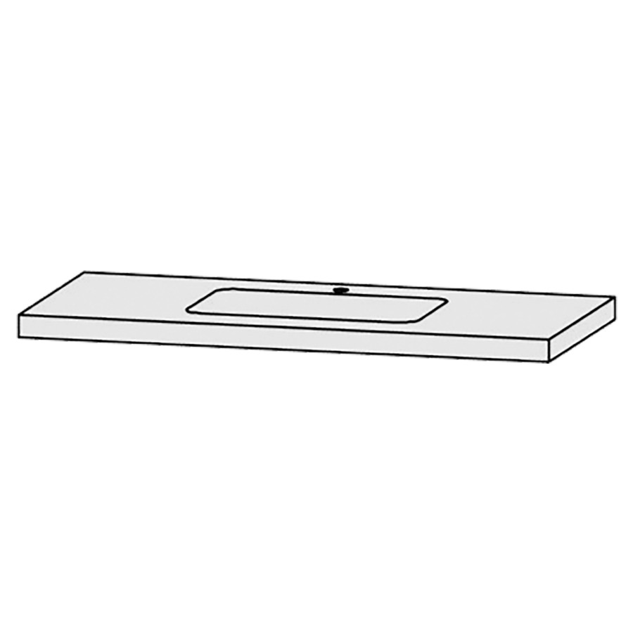 Table de lavabo Vanity Bocco 
120 x 5-10 x 55.5 cm
pour 1 lavabo à encastrer
encastrement par dessous, incl. consoles