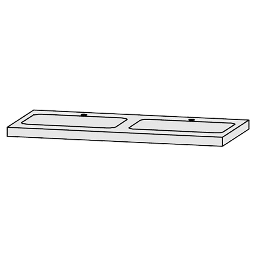 Table de lavabo Vanity Bocco 
120 x 5-10 x 55.5 cm
pour 2 lavabos à encastrer
encastrement par dessous, incl. consoles