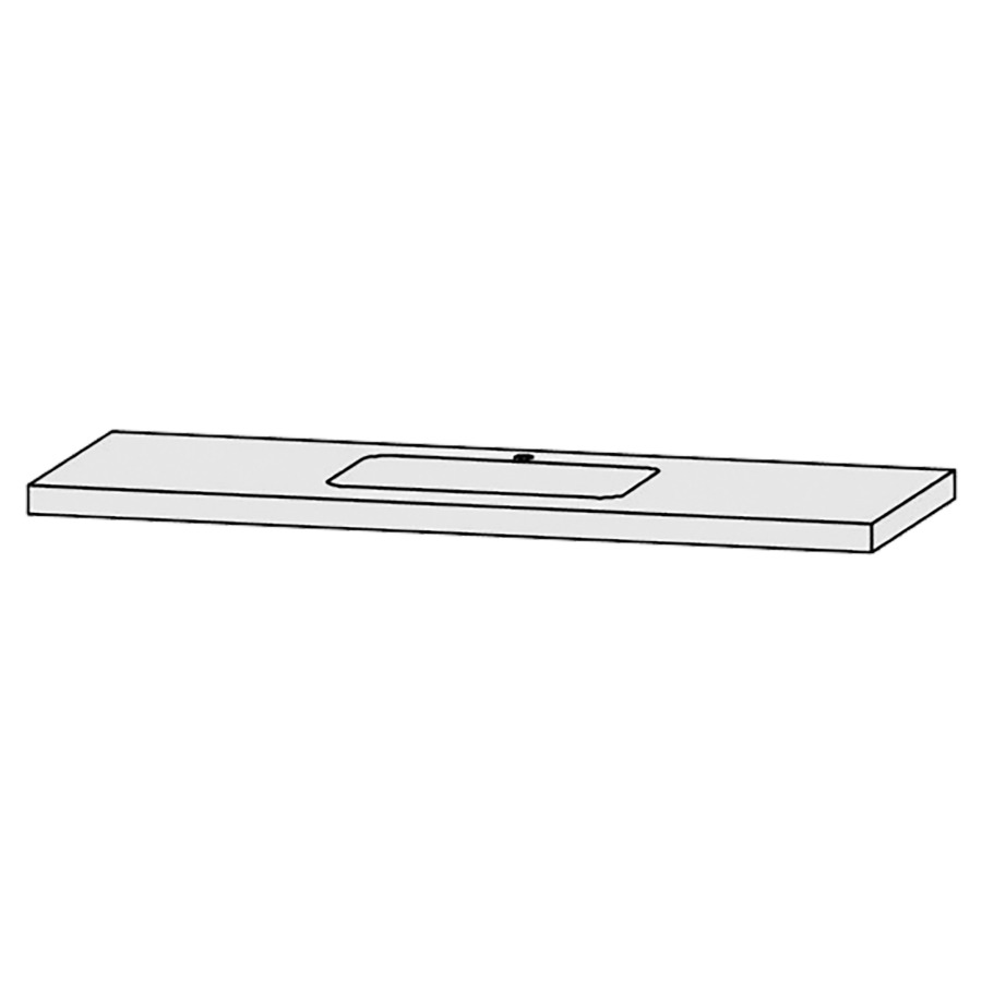 Table de lavabo Vanity Bocco 
150 x 5-10 x 55.5 cm
pour 1 lavabo à encastrer
encastrement par dessous, incl. consoles