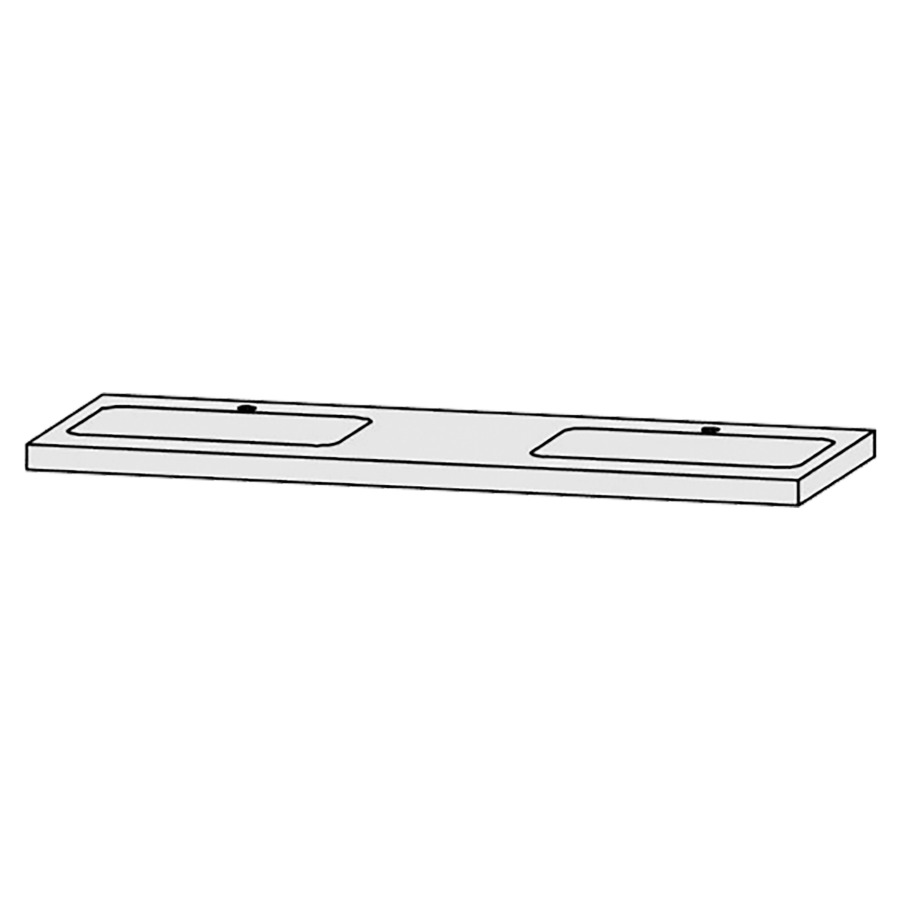 Table de lavabo Vanity Bocco 
150 x 5-10 x 55.5 cm
pour 2 lavabos à encastrer
encastrement par dessous, incl. consoles