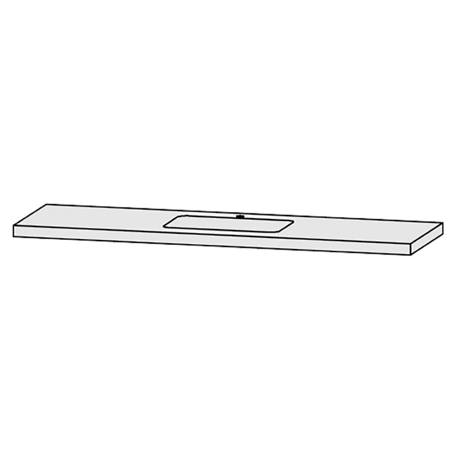Table de lavabo Vanity Bocco 
180 x 5-10 x 55.5 cm
pour 1 lavabo à encastrer
encastrement par dessous, incl. consoles