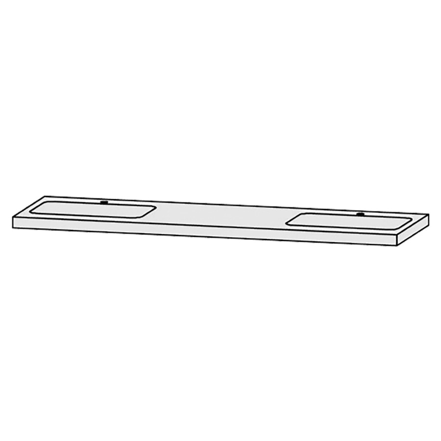 Table de lavabo Vanity Bocco 
180 x 5-10 x 55.5 cm
pour 2 lavabos à encastrer
encastrement par dessous, incl. consoles