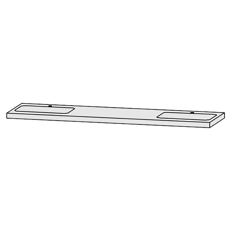 Table de lavabo Vanity Bocco 
200 x 5-10 x 55.5 cm
pour 2 lavabos à encastrer
encastrement par dessous, incl. consoles