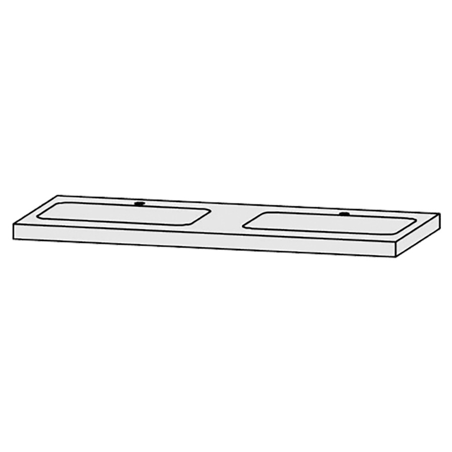Table de lavabo Vanity Bocco 
130 x 5-10 x 55.5 cm
pour 2 lavabos à encastrer
encastrement par dessous, incl. consoles