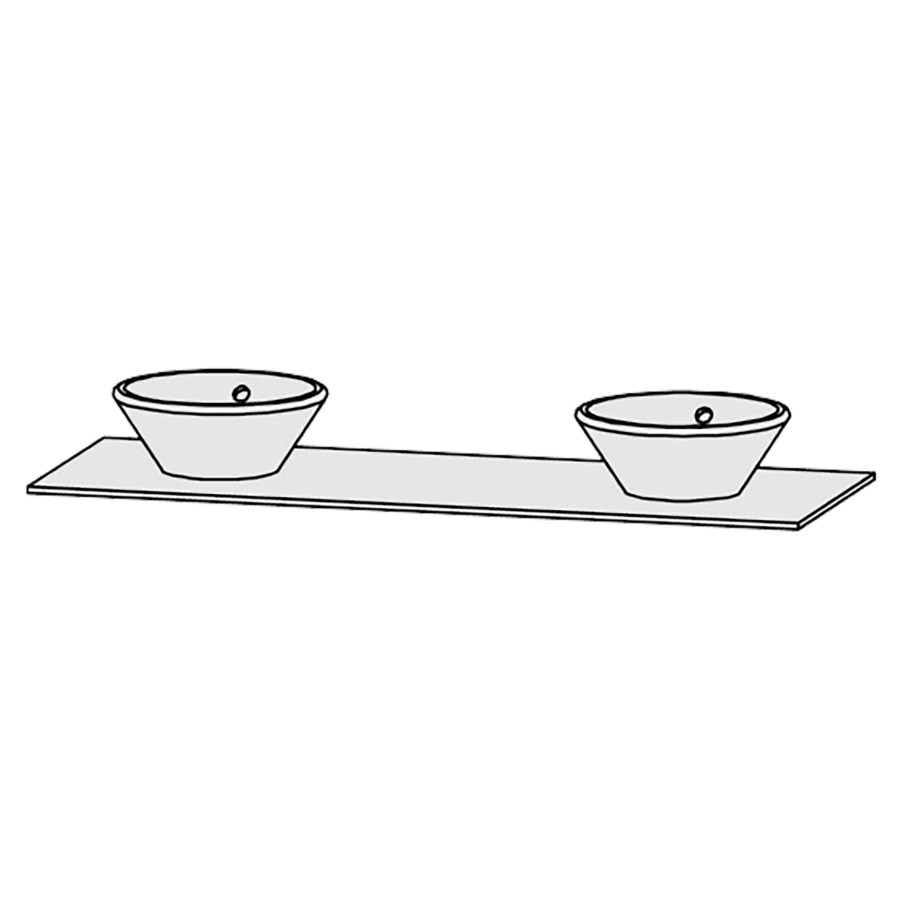 Table de lavabo Vanity Bocco 
150 x 1.2 x 55.5 cm
pour 2 lavabos à poser
sans consoles