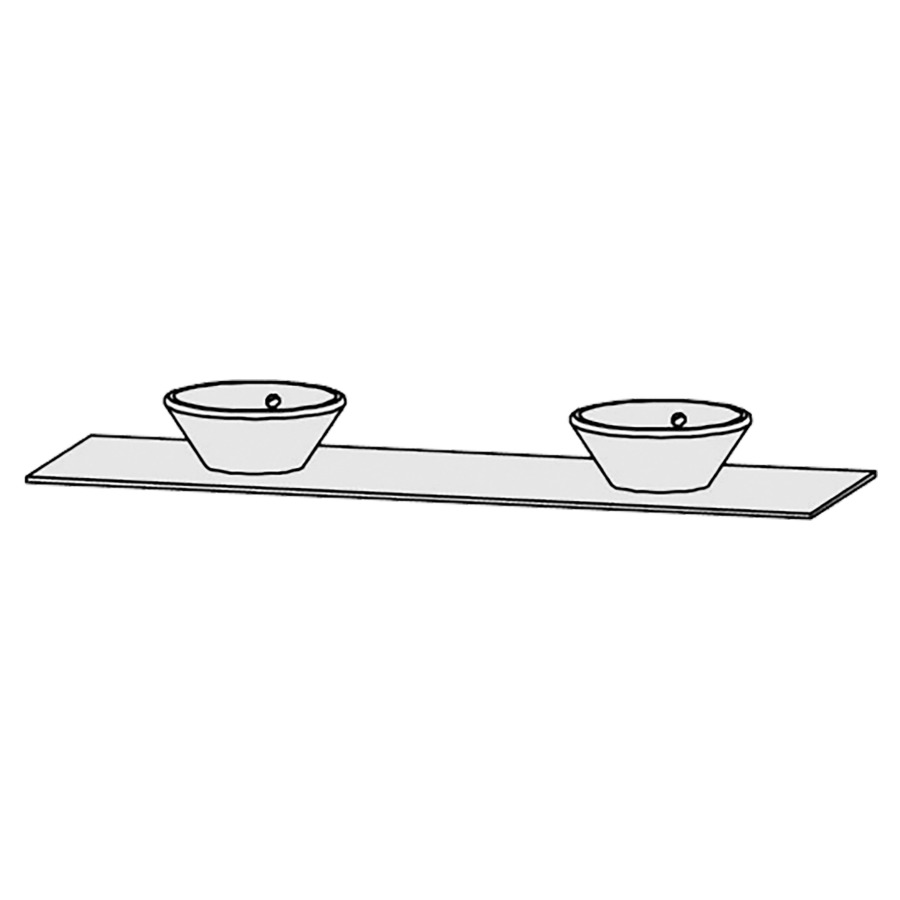 Table de lavabo Vanity Bocco 
180 x 1.2 x 55.5 cm
pour 2 lavabos à poser
sans consoles