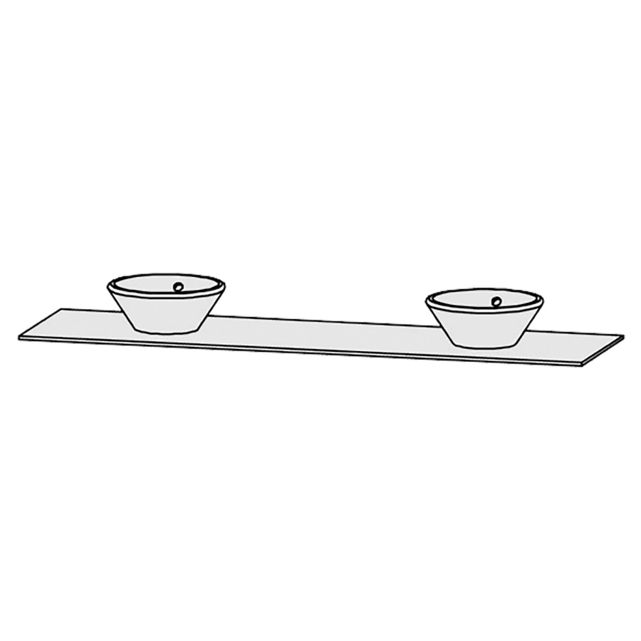 Table de lavabo Vanity Bocco 
200 x 1.2 x 55.5 cm
pour 2 lavabos à poser
sans consoles