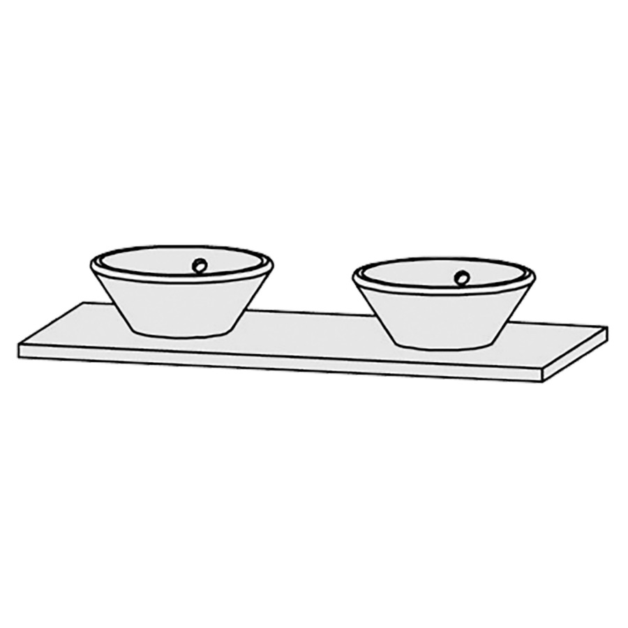 Table de lavabo Vanity Bocco 
120 x 3 x 55.5 cm
pour 2 lavabos à poser
sans consoles