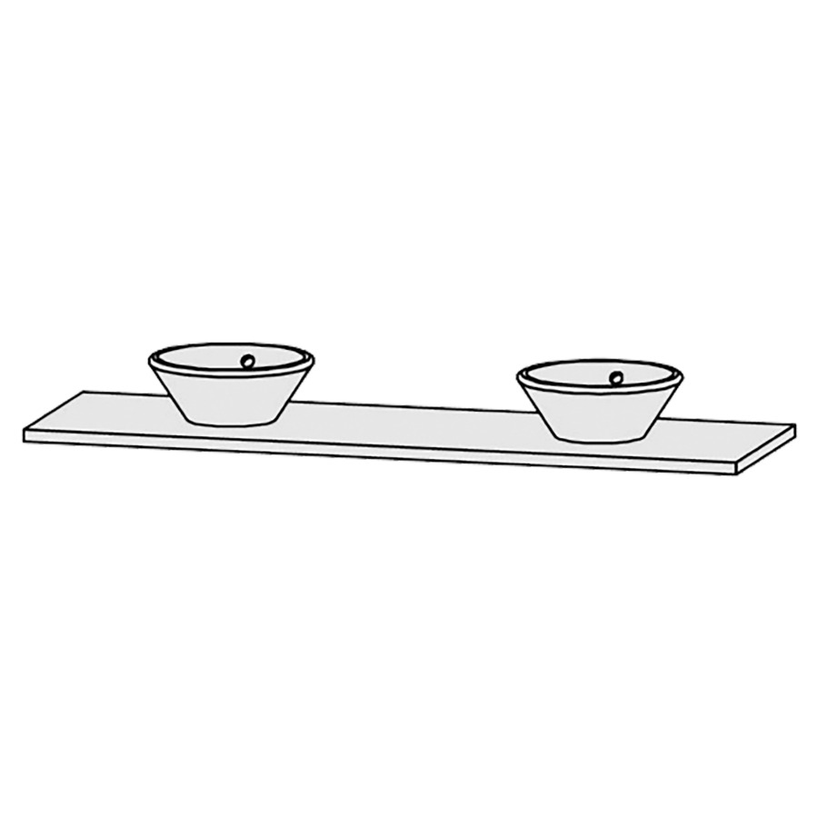 Table de lavabo Vanity Bocco 
180 x 3 x 55.5 cm
pour 2 lavabos à poser
sans consoles