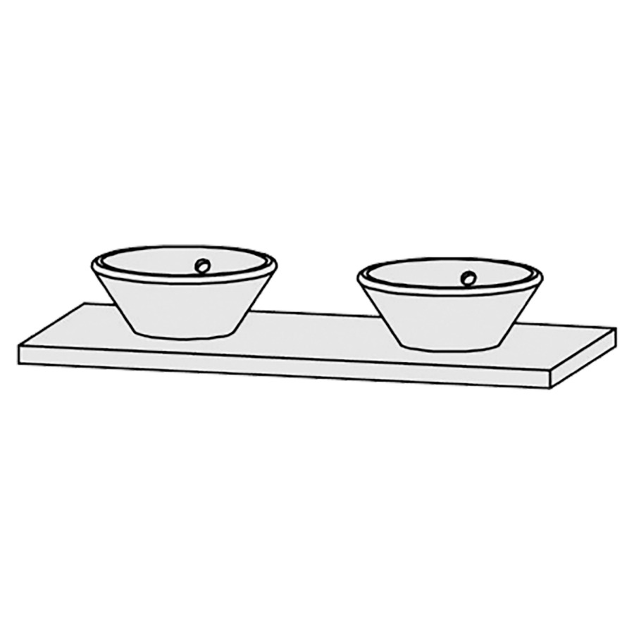 Table de lavabo Vanity Bocco 
120 x 4 x 55.5 cm
pour 2 lavabos à poser
sans consoles