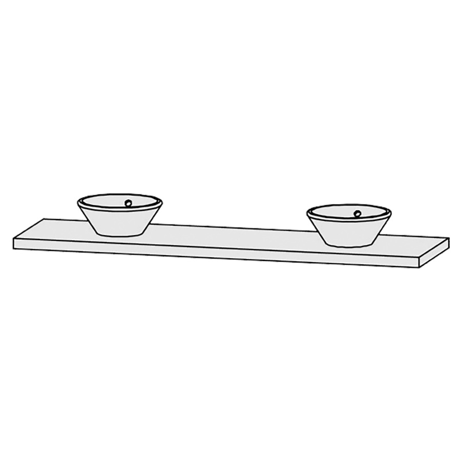 Table de lavabo Vanity Bocco 
200 x 5-10 x 55.5 cm
pour 2 lavabos à poser
incl. consoles
